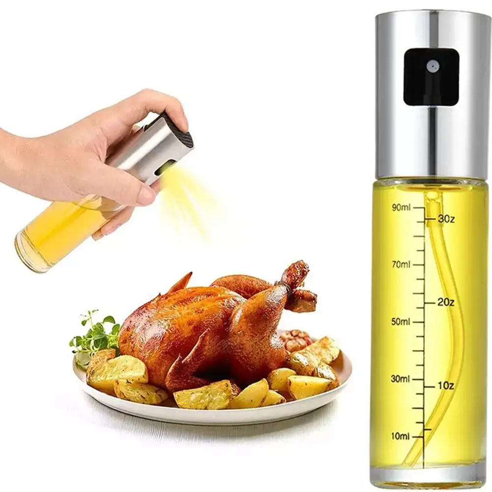 

100ml BBQ Cooking Kitchen Oil Bottle With Scale Glass Soy Oil Dispenser Vinegar Seasoning Condiment Bottle Spray Sauce P2T9