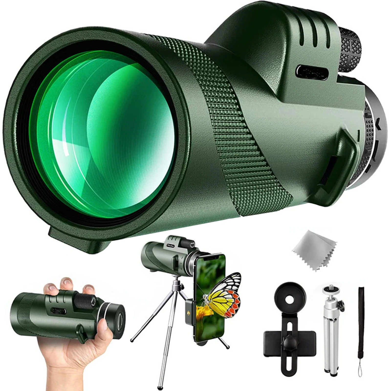 40x60 HD Professional Telescope Monocular Waterproof Monocular Phone Camera Day And Low Light Night Vision Hunting Camping
40x60 HD Professional Telescope Monocular Waterproof Monocular Phone Camera Day And Low Light Night Vision Hunting Camping