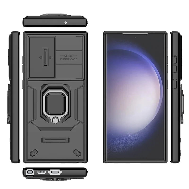 

Противоударный армированный Автомобильный держатель для телефона с кольцом для Samsung Galaxy S23 Ultra Plus защитный чехол для объектива камеры