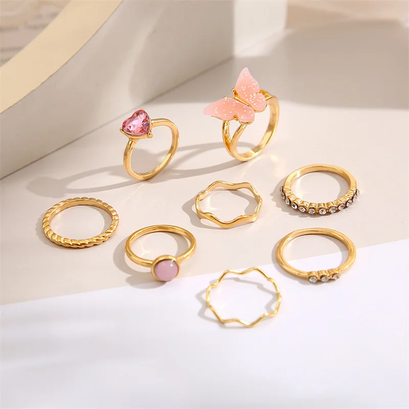 Trend Creative Pink Love Cubic Zirconia Ring Jewelry Luxury Sweet Acrylic Butterfly Ring 8 Piece Set Girlfriend Birthday Gifts
Trend Creative Pink Love Cubic Zirconia Ring Jewelry Luxury Sweet Acrylic Butterfly Ring 8 Piece Set Girlfriend Birthday Gifts
