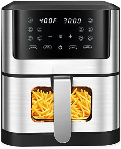 

Fryer 6.2 QT Oilless AirFryer 1500W Healthy Oven Cooker Large Capacity with Visible Cooking Window, 10 Presets in One Touch , D
