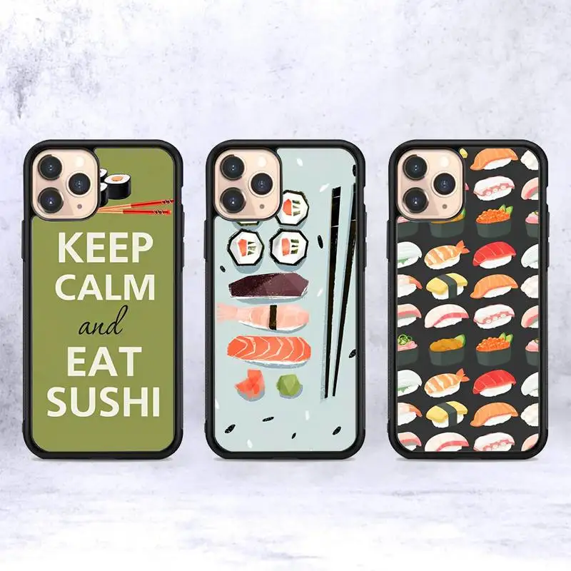 

Food Sushi Phone Case Silicone PC+TPU Case for iPhone 11 12 13 Pro Max 8 7 6 Plus X SE XR Hard Fundas