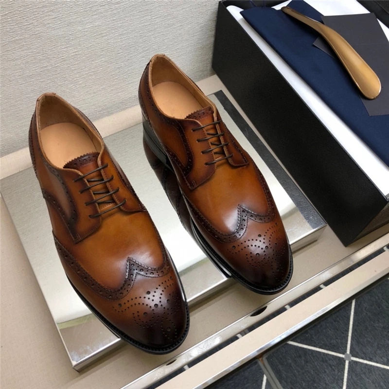 

New Luxury Design Casual Business Dress Shoes Men Wedding Party Genuine Leather Derby Oxfords Moccasins Men Flats Loafers 5A