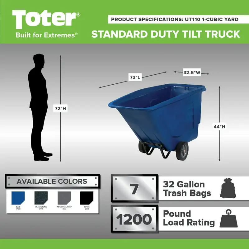 Cubic Yard 1,200 lbs. Capacity Standard Duty Material Handling Tilt Truck - Gray
Cubic Yard 1,200 lbs. Capacity Standard Duty Material Handling Tilt Truck - Gray
