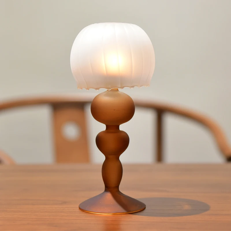 Glass Candlestick Table Lamp Home Decor Medieval Jellyfish Frosted Shaped Table Retro European Candlelight Home Furnishings
Glass Candlestick Table Lamp Home Decor Medieval Jellyfish Frosted Shaped Table Retro European Candlelight Home Furnishings