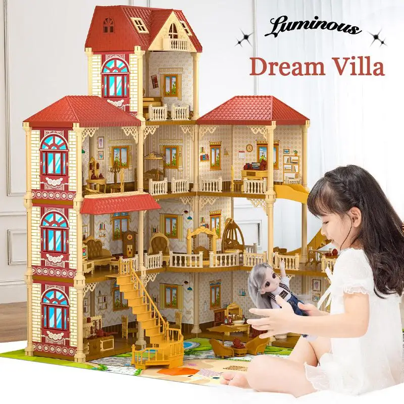 Princess Villa DIY Assembly Doll House Lighting Castle Game Room With Doll Kit Doll House Toy Birthday Christmas Kids Toys Gift
Princess Villa DIY Assembly Doll House Lighting Castle Game Room With Doll Kit Doll House Toy Birthday Christmas Kids Toys Gift