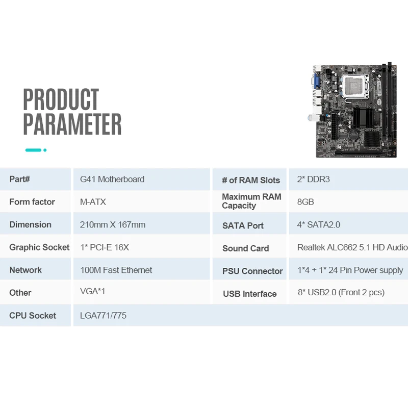 Материнская плата JINGSHA Intel G41 материнская для настольного компьютера разъем LGA 775