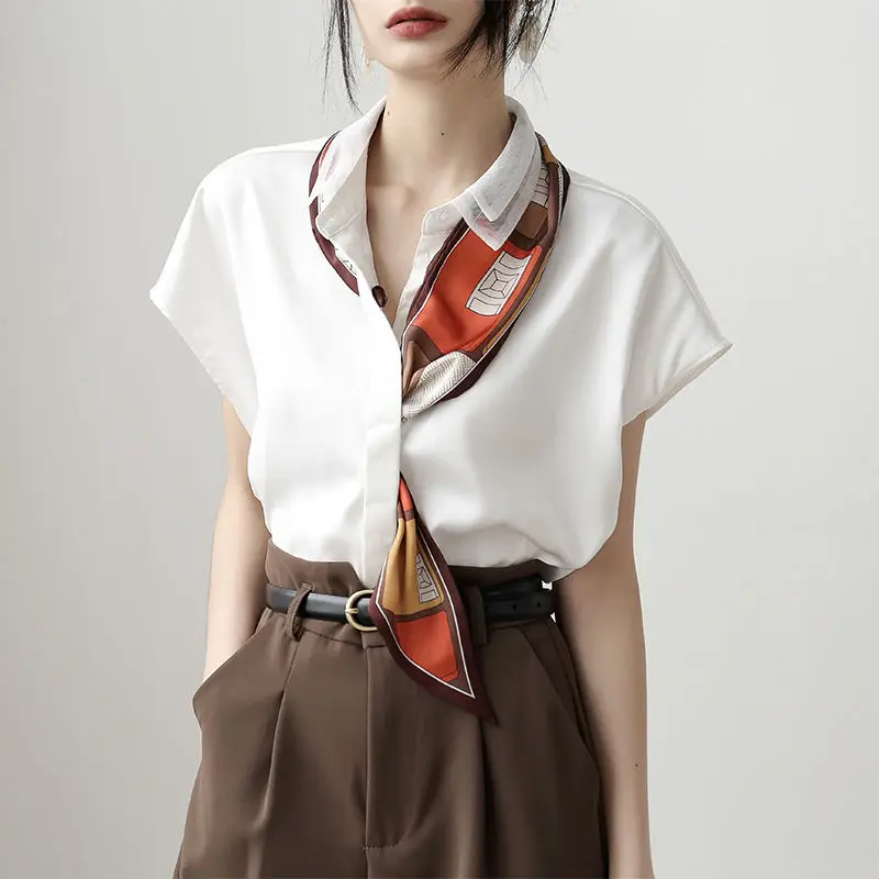 Stylish Lapel Lace Up Short Sleeve Plus Size Button Chiffon Shirt Summer Loose Casual Tie Tops Commute Women's Clothing Blouse
Stylish Lapel Lace Up Short Sleeve Plus Size Button Chiffon Shirt Summer Loose Casual Tie Tops Commute Women's Clothing Blouse