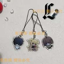 DEATH NOTE Acrylic Pendant Mobile Phone Chain Yagami Light L Lawliet Mobile Phone Straps Cute Rope Lanyard Kawaii Hanging Gift