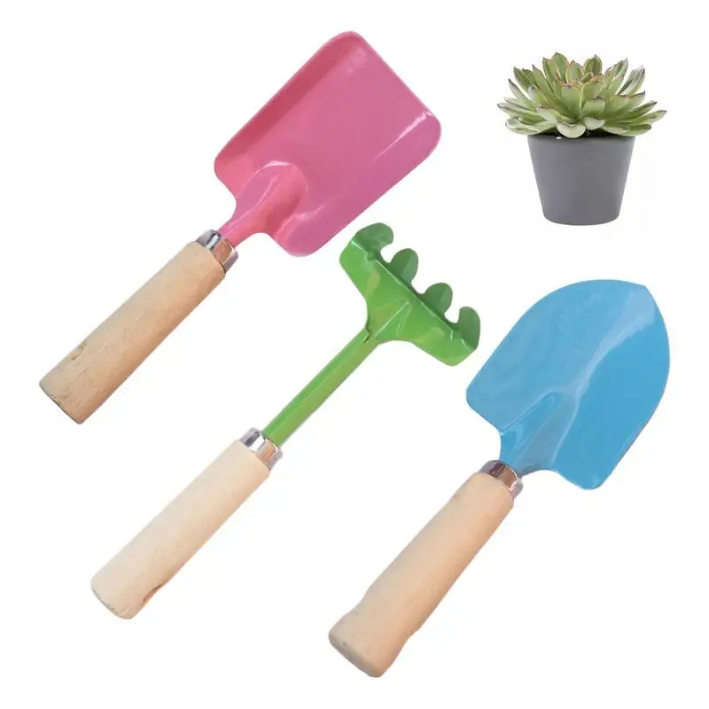 

Металлические садовые инструменты, железные ручные инструменты для сада, 3 шт., антикоррозийная квадратная лопата, круглая лопатка, грабли, садовый комплект с удобным захватом для