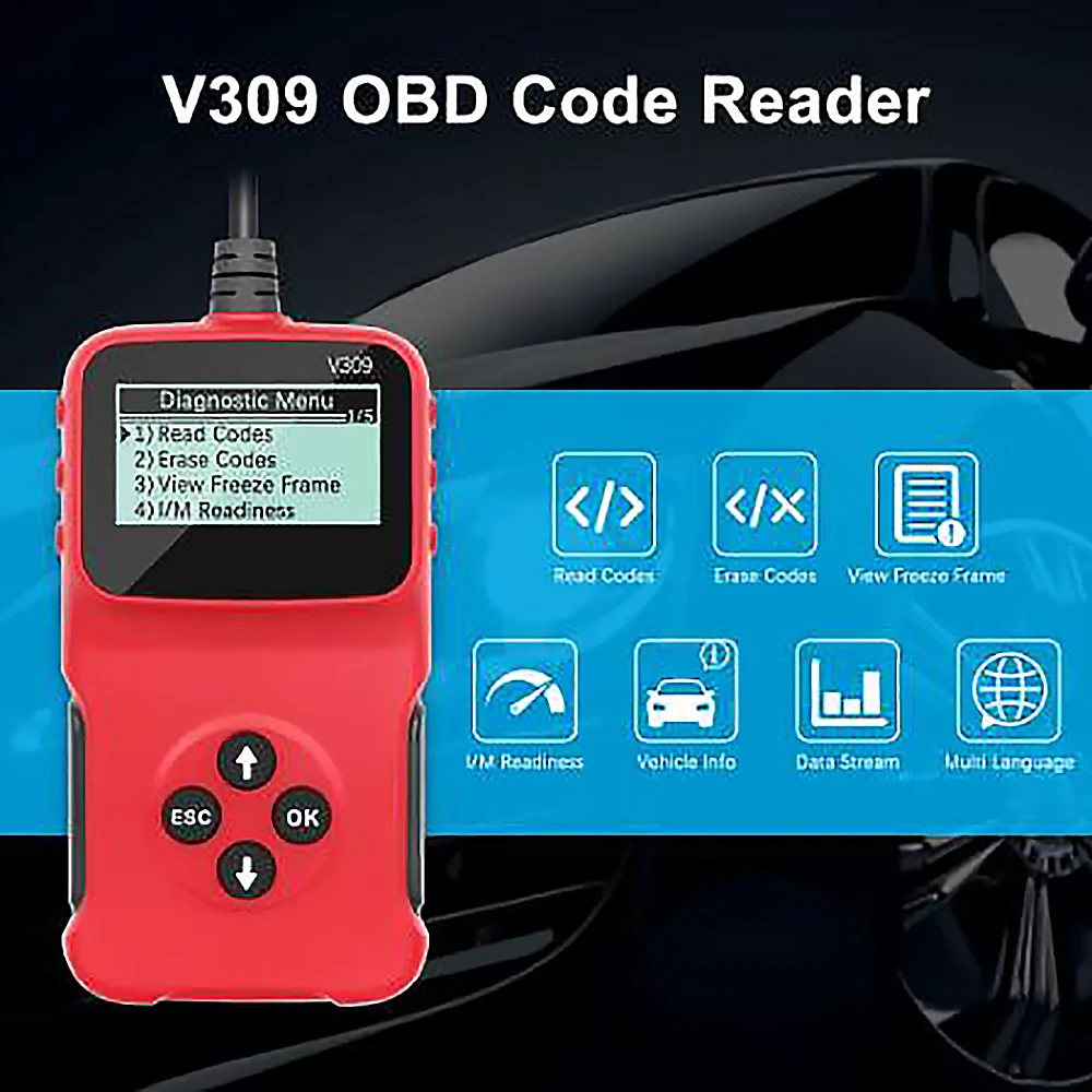 New Multi-Language V309 Code Reader Read/Clear Fault Code I/M DTC OBD2 OBDII / EOBD USB OBD 2 OBD2 Car Diagnostic Scanner Auto
New Multi-Language V309 Code Reader Read/Clear Fault Code I/M DTC OBD2 OBDII / EOBD USB OBD 2 OBD2 Car Diagnostic Scanner Auto