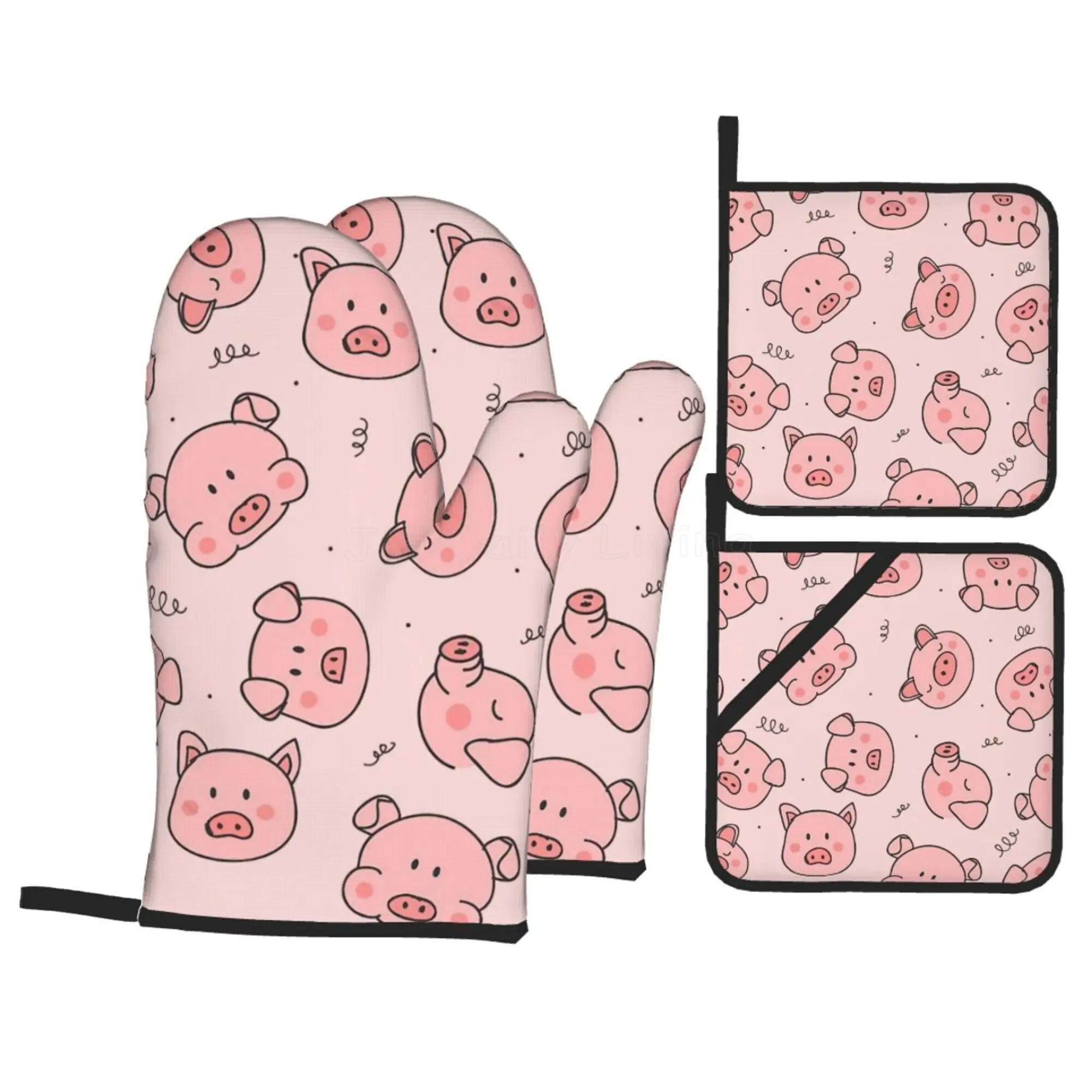 Cartoon Pink Pig Oven Mitts and Pot Holders Sets 4 Pcs Heat Resistant Non-Slip Microwave Gloves for Safe Cooking Baking Grilling
Cartoon Pink Pig Oven Mitts and Pot Holders Sets 4 Pcs Heat Resistant Non-Slip Microwave Gloves for Safe Cooking Baking Grilling