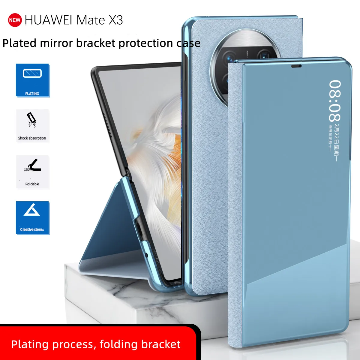 Smart Window Phone Case For Huawei Mate X3 Plating Mirror Magnetic Suction Bracket Leather Cover, Shockproof Anti-drop X3 Case
Smart Window Phone Case For Huawei Mate X3 Plating Mirror Magnetic Suction Bracket Leather Cover, Shockproof Anti-drop X3 Case