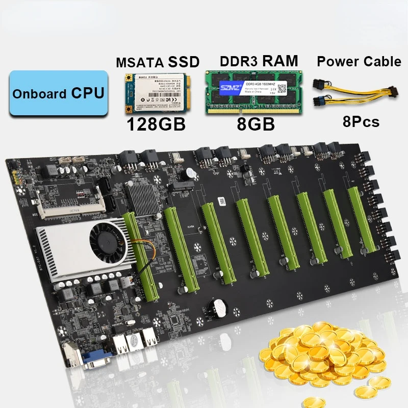 D37 8 GPU Bitcoin Crypto Ethereum Mining Motherboard Set with 8GB DDR3 1600MHz RAM 1037U 128GB mSATA SSD Power Cable
D37 8 GPU Bitcoin Crypto Ethereum Mining Motherboard Set with 8GB DDR3 1600MHz RAM 1037U 128GB mSATA SSD Power Cable