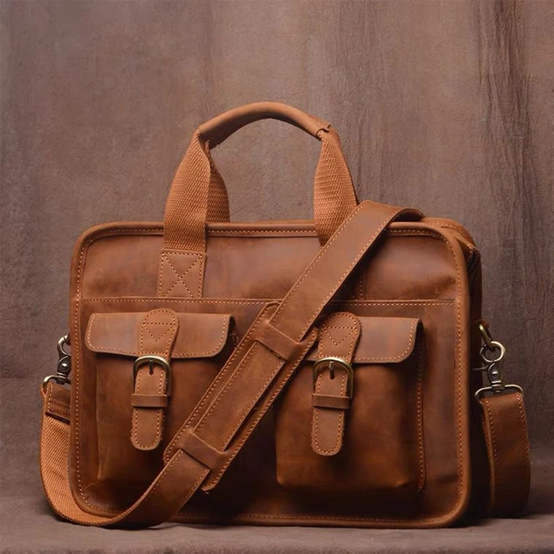 Men's Briefcase Genuine Leather Vintage Handbag Travel Messenger Bag Business 14 Inch Laptop Bag
Men's Briefcase Genuine Leather Vintage Handbag Travel Messenger Bag Business 14 Inch Laptop Bag