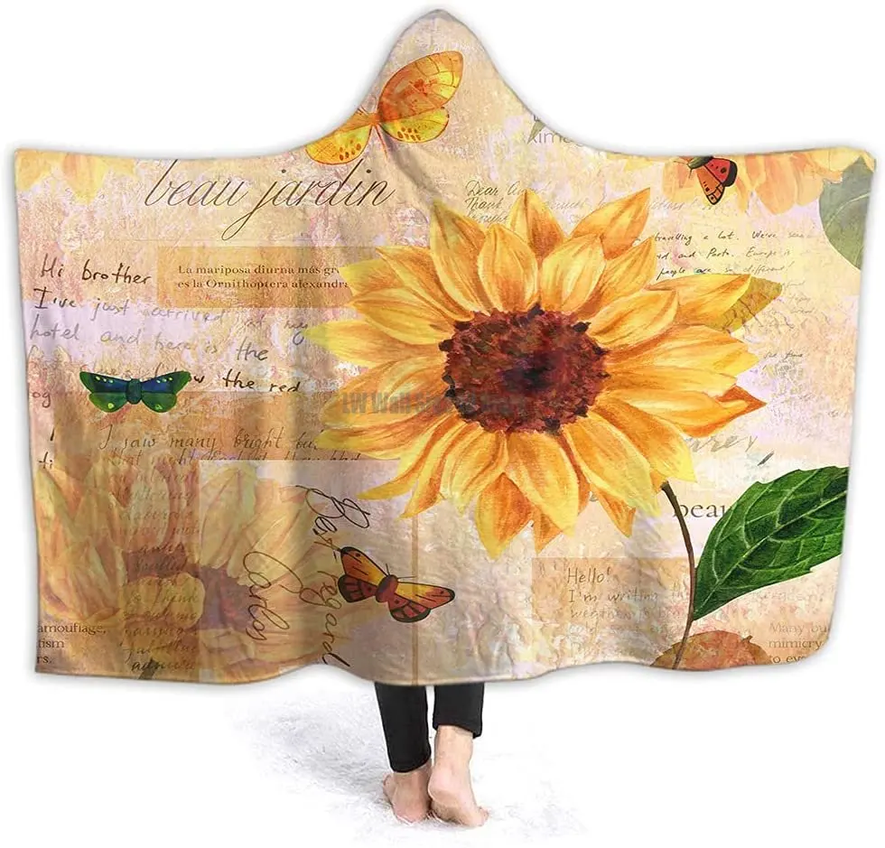 Sunflowers Hooded Blanket Lettering Beautiful Autumn Garden 40x50 Inch Wearable Blanket Hoodie
Sunflowers Hooded Blanket Lettering Beautiful Autumn Garden 40x50 Inch Wearable Blanket Hoodie