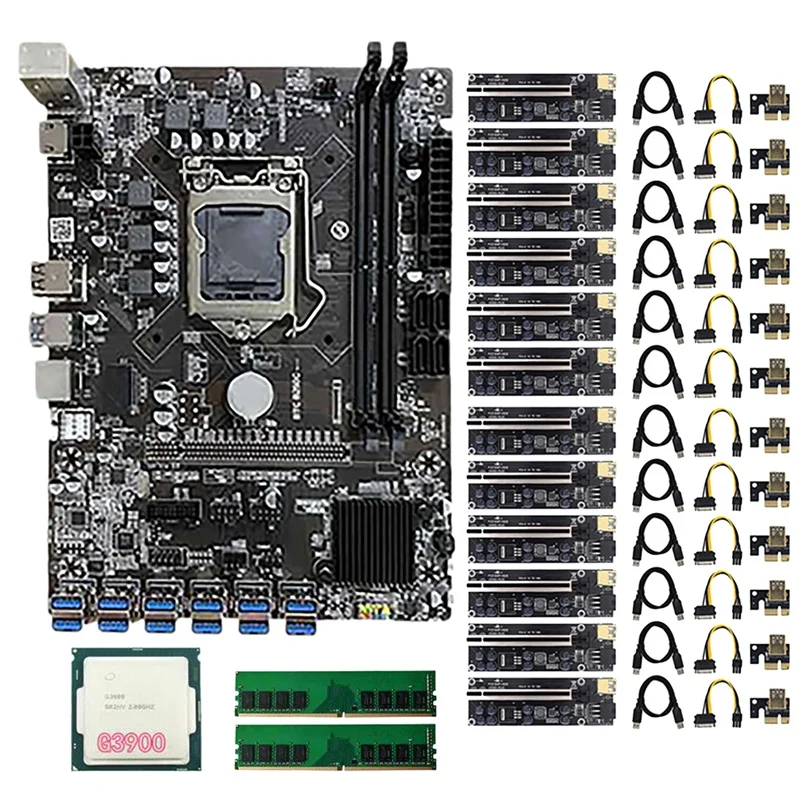 NEW-B250C BTC Mining Motherboard Set With 12X009S Plus PCIE Riser Card+1XG3900 DDR4 RAM LGA1151 DDR4 DIMM 12 GPU
NEW-B250C BTC Mining Motherboard Set With 12X009S Plus PCIE Riser Card+1XG3900 DDR4 RAM LGA1151 DDR4 DIMM 12 GPU