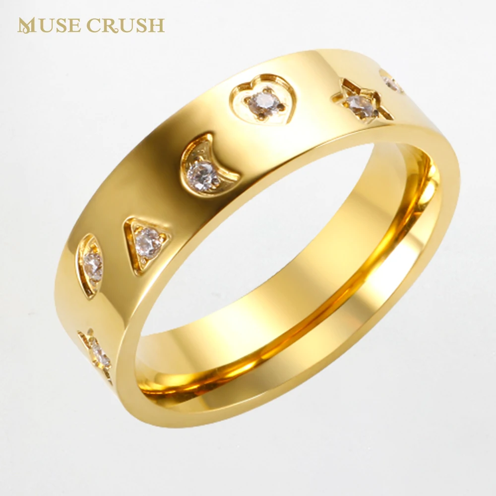 Cubic Zirconia Sparkle Luxury Designer Heart Rings for Women New Year Birthday Gift Moon Star Stainless Steel Finger Jewelry 
Cubic Zirconia Sparkle Luxury Designer Heart Rings for Women New Year Birthday Gift Moon Star Stainless Steel Finger Jewelry