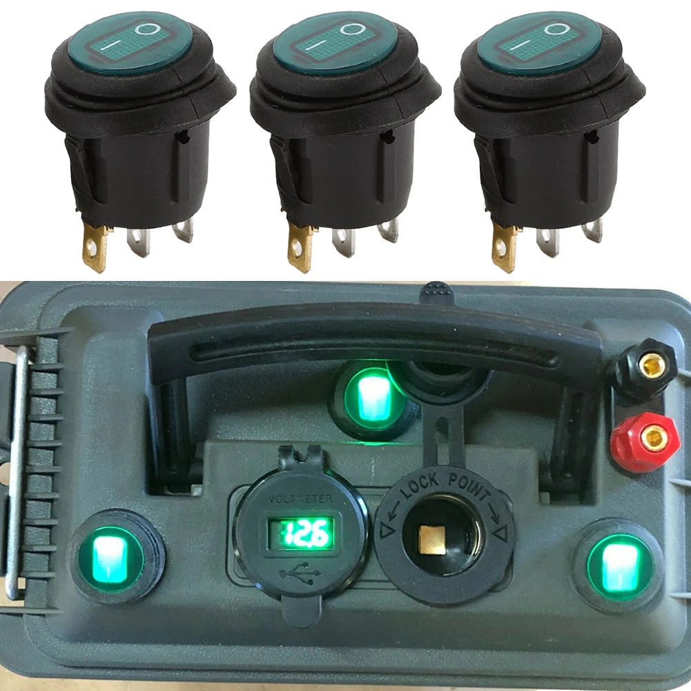 Car Essential High Cost Performance 3PCS Green LED 12V 20A Car Boat ON/OFF Round Waterproof Rocker Toggle Switch
Car Essential High Cost Performance 3PCS Green LED 12V 20A Car Boat ON/OFF Round Waterproof Rocker Toggle Switch