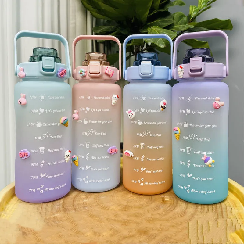 2L Large Capacity Water Bottle With Bounce Cover Time Scale Reminder Frosted Cup With Cute Stickers For Outdoor Sports Fitness
2L Large Capacity Water Bottle With Bounce Cover Time Scale Reminder Frosted Cup With Cute Stickers For Outdoor Sports Fitness