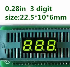 

20 шт., 3-битная цифровая трубка 0,28 дюйма, зеленая фотолампа, 7-сегментный дисплей, общий анод 22,6*10*6,1 мм, трубка Nixie