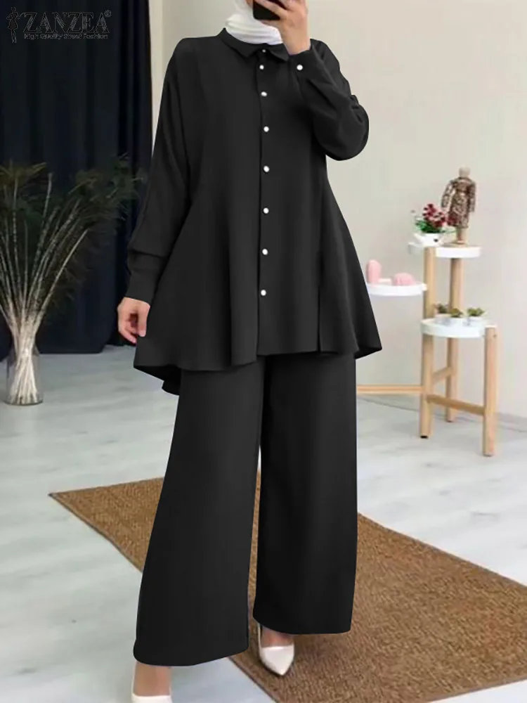2 Pieces Women Kaftan Dubai Abaya Turkish Hijab Muslim Sets Long Sleeve Blouses Pants ZANZEA Abayas Solid Loose Islamic Clothes
2 Pieces Women Kaftan Dubai Abaya Turkish Hijab Muslim Sets Long Sleeve Blouses Pants ZANZEA Abayas Solid Loose Islamic Clothes
