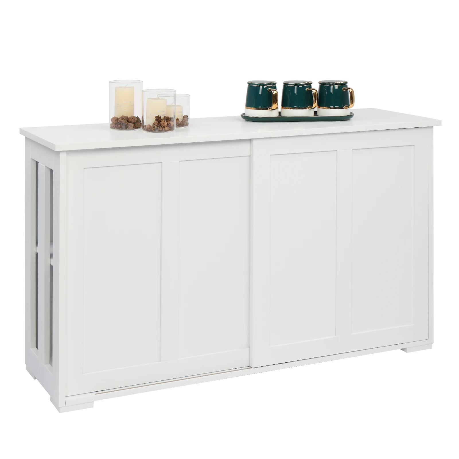 

Kitchen Sideboard Cupboard FCH Double Sliding Door Sideboard Porch Cabinet White (106 x 33 x 62)cm