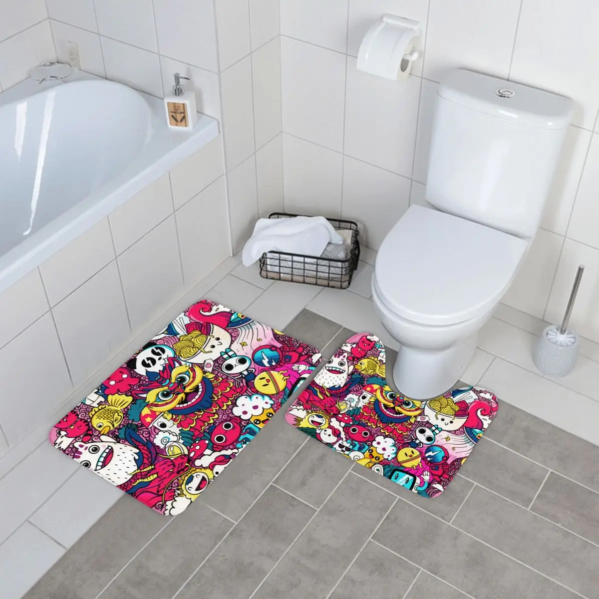 Japanese Anime Bath Mat Doodle Art Print Vintage Polyester 2 Piece Bathroom Mat Set Bathtub Anti Slip Bathroom Rug
Japanese Anime Bath Mat Doodle Art Print Vintage Polyester 2 Piece Bathroom Mat Set Bathtub Anti Slip Bathroom Rug