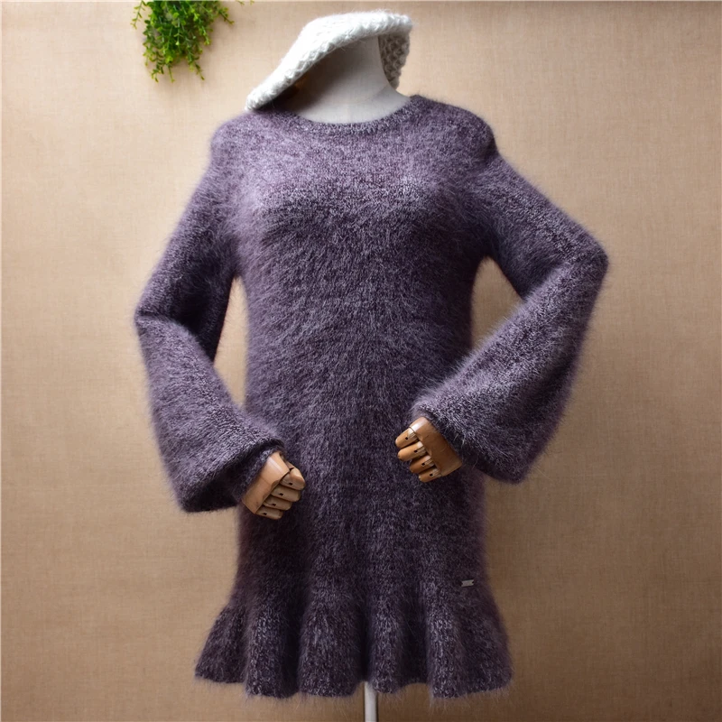 ladies women fashion hairy vintage angora rabbit hair knitted long sweater dress mink cashmere pleated skirt sweater pull tops
ladies women fashion hairy vintage angora rabbit hair knitted long sweater dress mink cashmere pleated skirt sweater pull tops