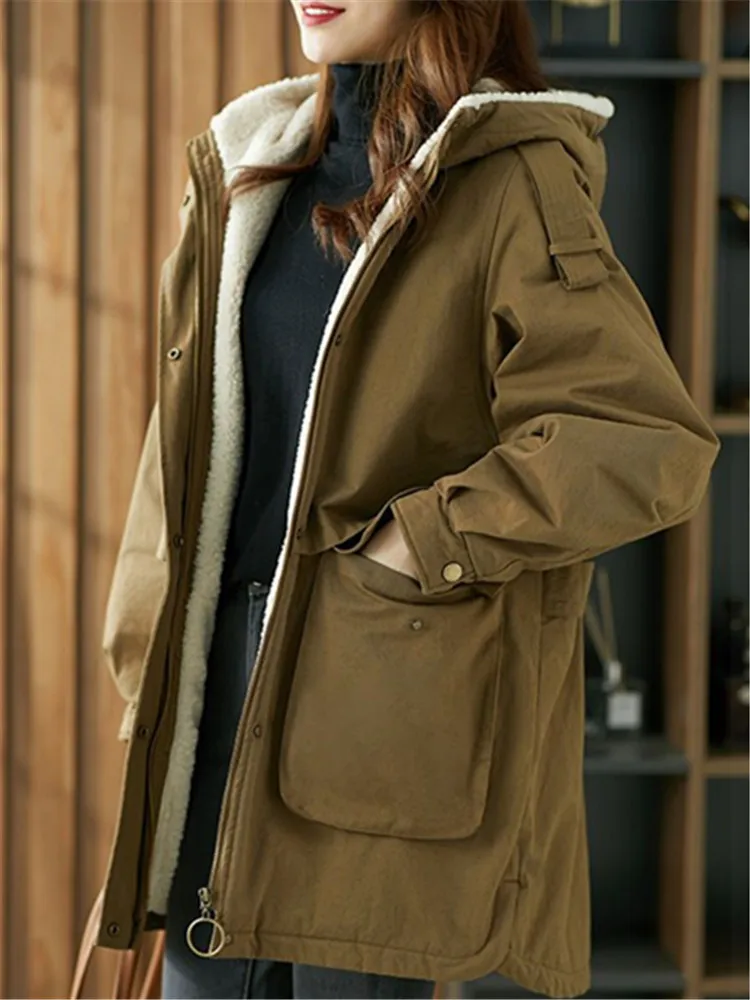 Women Mid-Length Loose lambswool Coat 2022 autumn winter Fashion Hooded Jacket Girls Handsome Personality Manteau Femme Hiver
Women Mid-Length Loose lambswool Coat 2022 autumn winter Fashion Hooded Jacket Girls Handsome Personality Manteau Femme Hiver