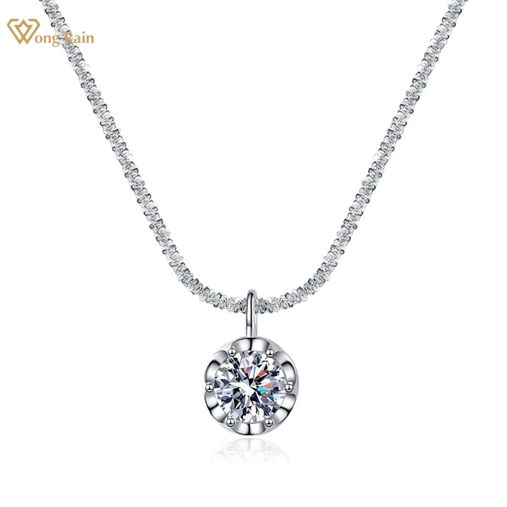 

Wong Rain 925 Sterling Silver VVS1 3EX D 1-2CT Real Moissanite Diamonds Gemstone Sparkling Necklace for Women Fine Jewelry GRA