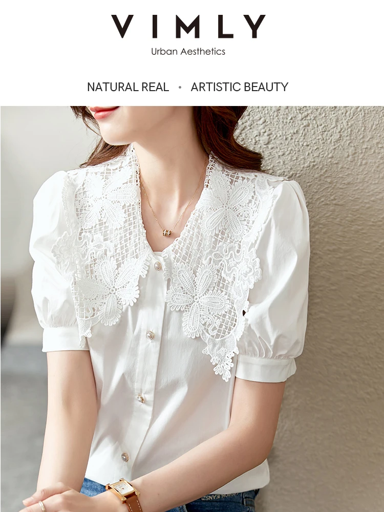 Vimly Blouse Women Shirts Elegant Peter Pan Collar Puff Sleeve Design Korean Office Lady Fashion White Shirt Blouses Tops V3270
Vimly Blouse Women Shirts Elegant Peter Pan Collar Puff Sleeve Design Korean Office Lady Fashion White Shirt Blouses Tops V3270
