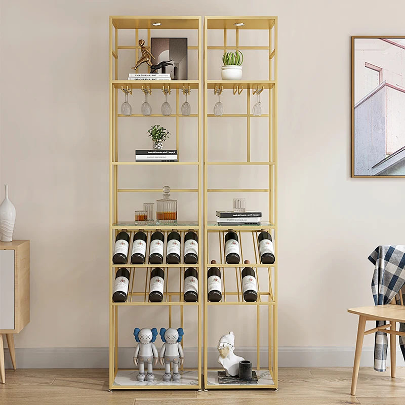 

Modern Nordic Simple Wine Rack Home Creative Restaurant Bar Living Room Partition Corner Posting Metal Wine Cabinets