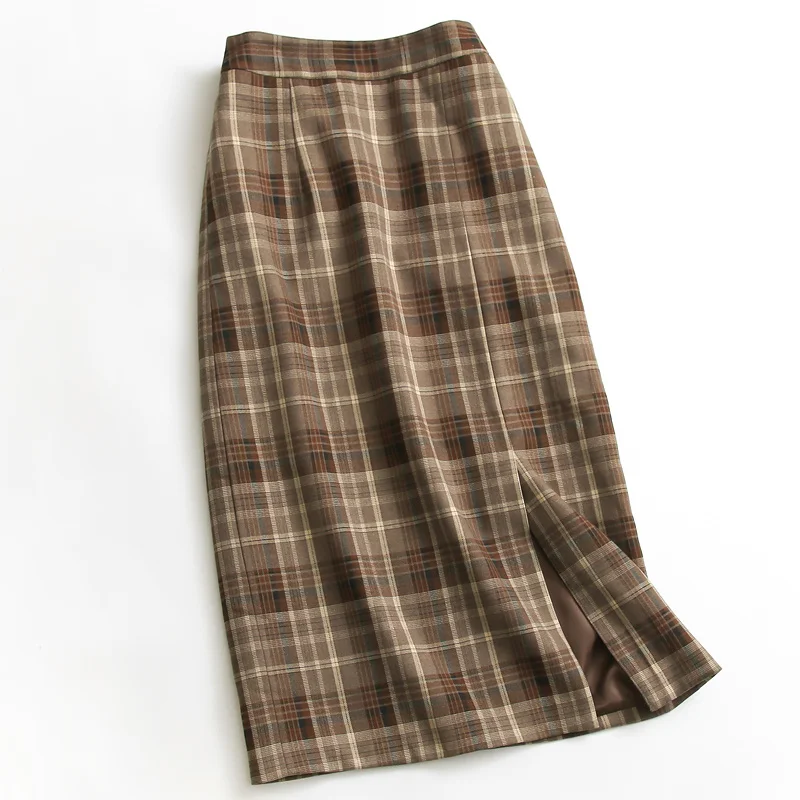 J648 Plaid Pattern Half Elastic Waist Slit Sheath Skirt Autumn and Winter New All-Matching Fashion Long Skirt Women's Skirt
J648 Plaid Pattern Half Elastic Waist Slit Sheath Skirt Autumn and Winter New All-Matching Fashion Long Skirt Women's Skirt