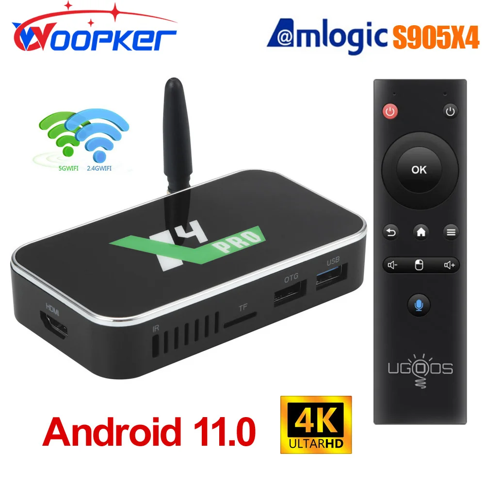 

Woopker X4 Pro Smart TV Box Android 11 Amlogic S905X4 DDR4 4GB 32GB 4K HD Media Player Wifi 1000M LAN AV1 X4 Cube X4 Plus