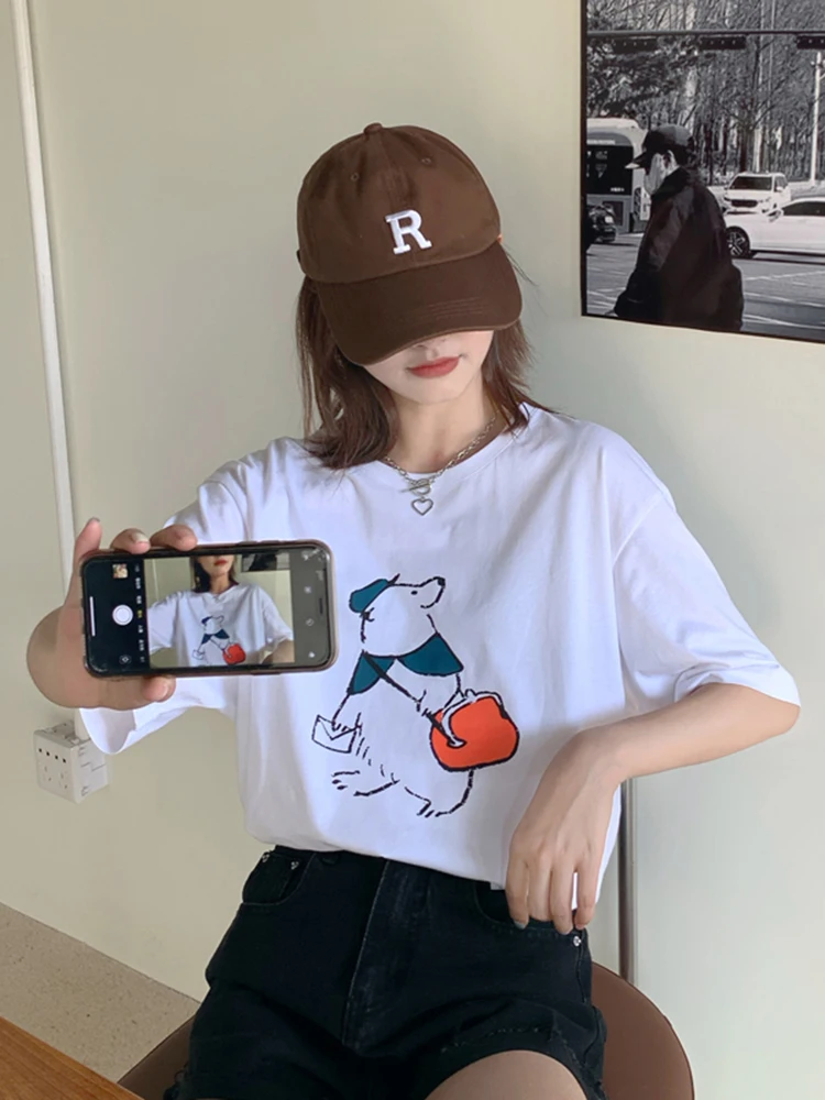 4 Sizes Causal Loose Basic Cartoon Pattern Printed Printing Simple College Wind Summer Fashion Women Top T-shirts
4 Sizes Causal Loose Basic Cartoon Pattern Printed Printing Simple College Wind Summer Fashion Women Top T-shirts