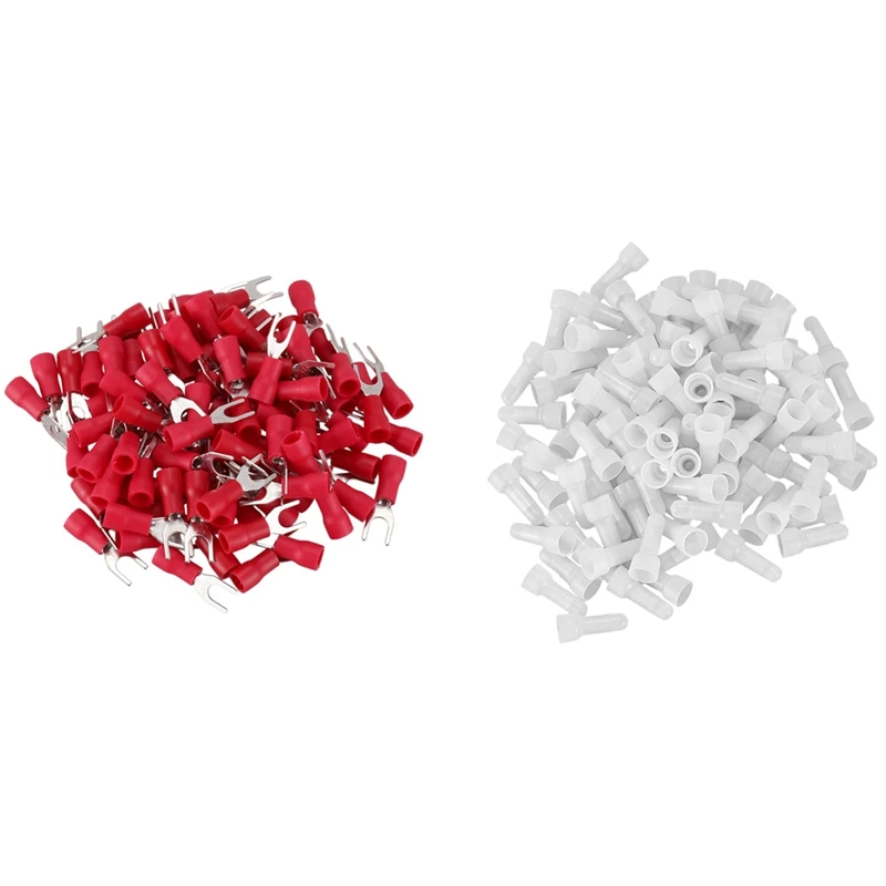 100 шт., вилки 4 мм AWG 22-16, предварительно изолированные фотообои и 100 шт., 22-16 GA, закрытые обжимные колпачки (белые)