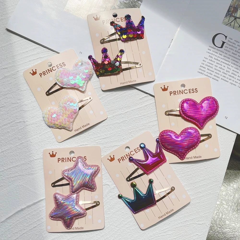 2Pcs/set Sequins Cartoon Love Heart Crown Hair Clips for Girls Handmade Boutique Hairpins Baby Clips Kids Hair Accessories 035
2Pcs/set Sequins Cartoon Love Heart Crown Hair Clips for Girls Handmade Boutique Hairpins Baby Clips Kids Hair Accessories 035
