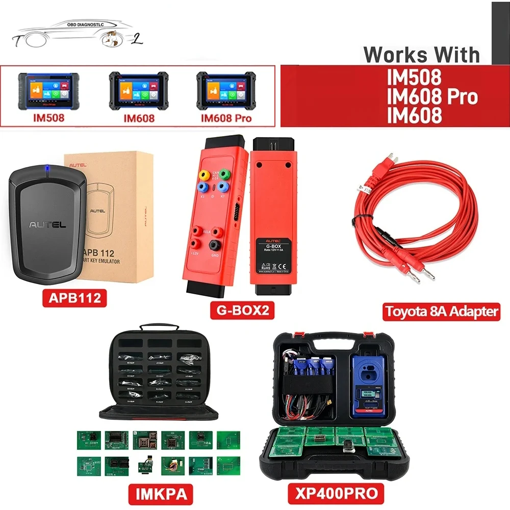 Autel MaxiIM IMKPA Kit Car Key Programming Tool XP400 PRO G-BOX2 APB112 Toyota 8A Adapter Used With IM608 IM508 Diagnostic Tool
Autel MaxiIM IMKPA Kit Car Key Programming Tool XP400 PRO G-BOX2 APB112 Toyota 8A Adapter Used With IM608 IM508 Diagnostic Tool