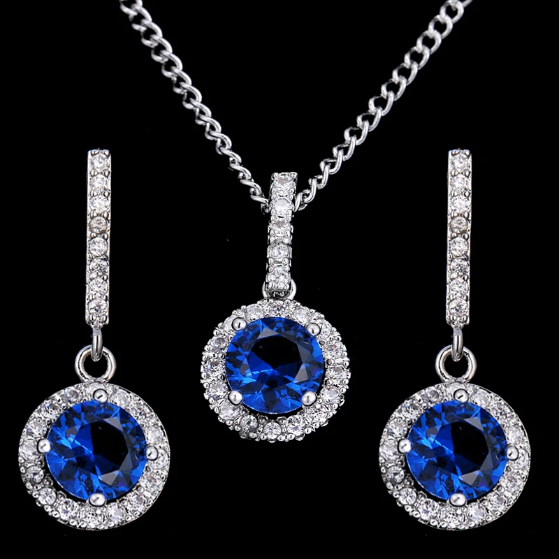 JMK Blue Gemstone Jewelry Sets Women Round AAA Cubic Zircon Dangle Earrings Necklace Sets Bridal Wedding Artificial Diamond Gift
JMK Blue Gemstone Jewelry Sets Women Round AAA Cubic Zircon Dangle Earrings Necklace Sets Bridal Wedding Artificial Diamond Gift