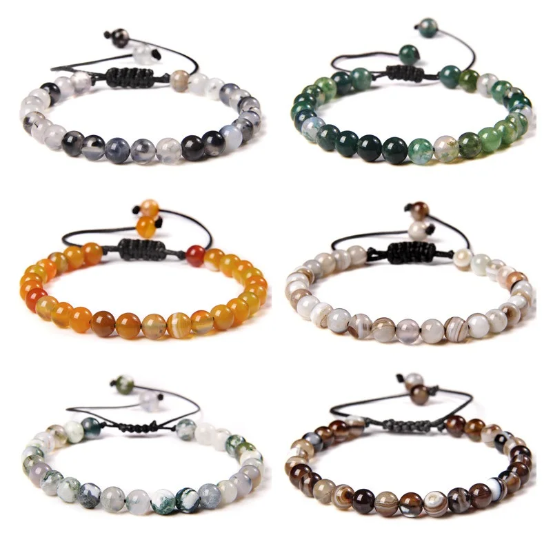 6mm 8mm Natural Stone Stripe Agate Woven Bracelet Yoga Chakra Healing Friend Bracelets
6mm 8mm Natural Stone Stripe Agate Woven Bracelet Yoga Chakra Healing Friend Bracelets