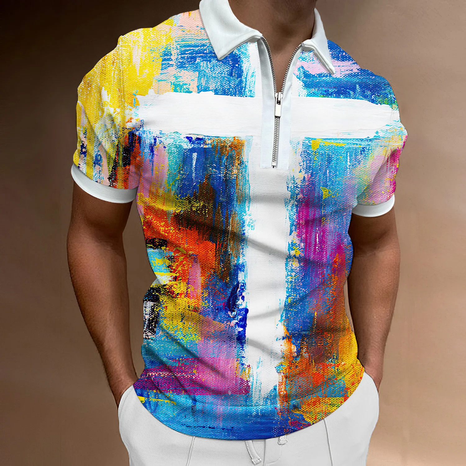 

Рубашки-поло с коротким рукавом и молнией, Повседневная Толстовка в Африканском этническом стиле, летняя новая футболка, мужские топы, Коро...