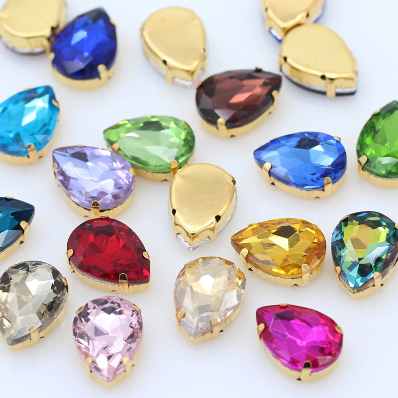 Multi Sizes 24-Colors Sew On Water Drops Rhinestone Golden Claw Teardrop 4-Holes For Jewels Needlework Wedding Dress Bag Trims
Multi Sizes 24-Colors Sew On Water Drops Rhinestone Golden Claw Teardrop 4-Holes For Jewels Needlework Wedding Dress Bag Trims