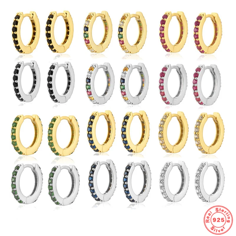 European and American 7mm 925 Sterling Silver Hoop Earrings All-match Colored Zircon Circle-shaped Ear Buckle Jewelry for Women
European and American 7mm 925 Sterling Silver Hoop Earrings All-match Colored Zircon Circle-shaped Ear Buckle Jewelry for Women