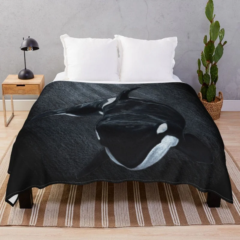 

White Whale Orca Thick Blankets Fce Autumn/Winter Fluffy Throw Thick Blanket for Bed Home Cou Office
