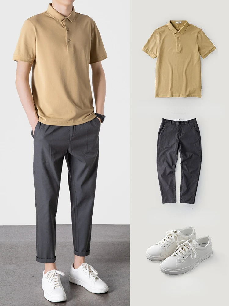 Men's Elastic Silky Casual 2-Piece Set Straight Pleated Sports Pants Summer Section Handsome Drape Suit Mens Clothing A19
Men's Elastic Silky Casual 2-Piece Set Straight Pleated Sports Pants Summer Section Handsome Drape Suit Mens Clothing A19