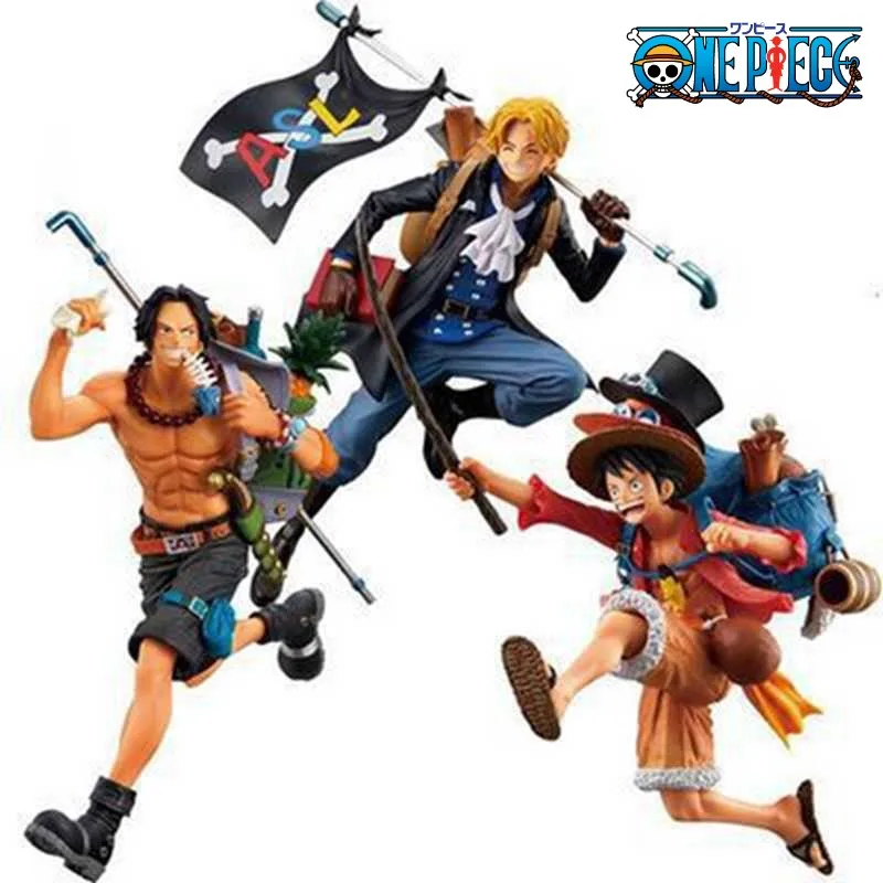 

One Piece Monkey D. Luffy Sabo Portgas·D· Ace 20cm PVC Three Brothers Backpack Anime Figure Collectible Model Doll Toy Kids Gift