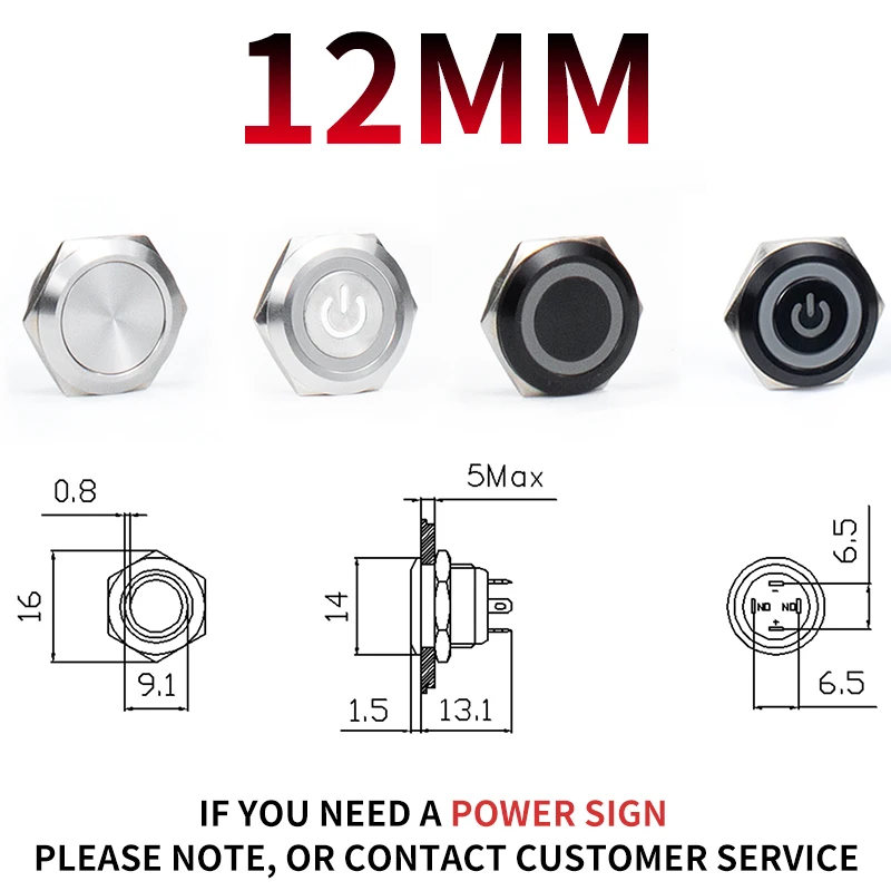 1 шт., водонепроницаемый металлический кнопочный мини-переключатель, 12/16/19/22/25/30 мм
1 шт., водонепроницаемый металлический кнопочный мини-переключатель, 12/16/19/22/25/30 мм