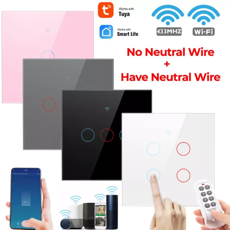 Smart Light Switch WiFi+433 Single Fire+Zero Fire Smart Switches Wall Touch Sensor Panel For Alexa Home
Smart Light Switch WiFi+433 Single Fire+Zero Fire Smart Switches Wall Touch Sensor Panel For Alexa Home