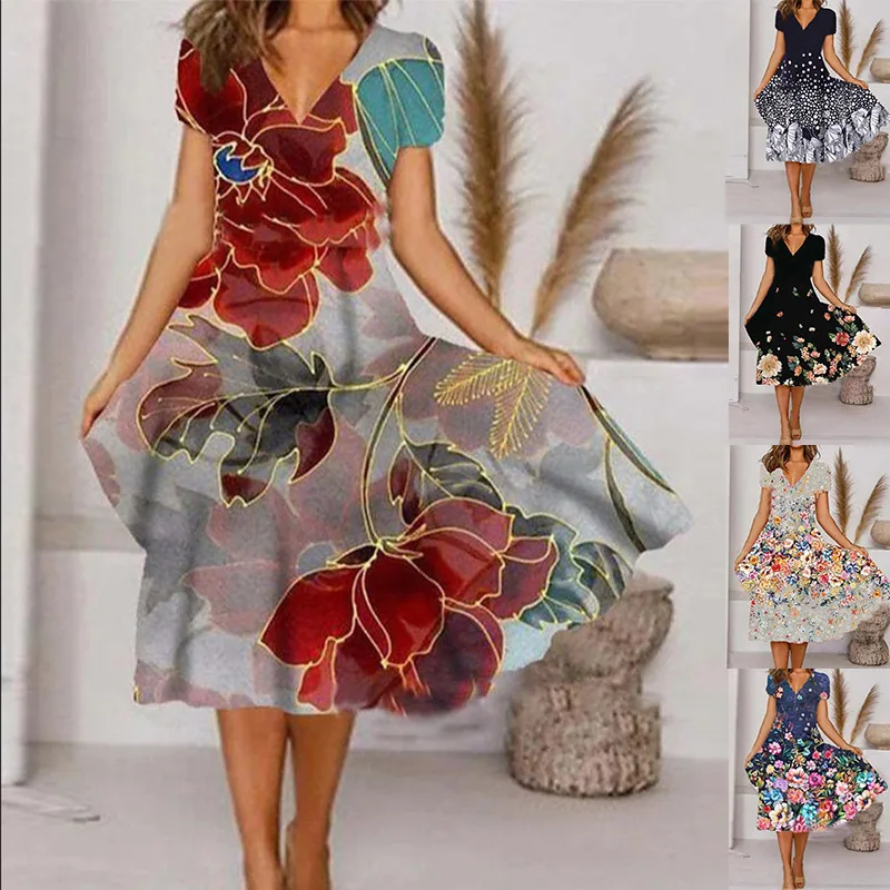 2023 Women's Fashion Summer Printed Elegant V-Neck Short Sleeve New Party A-Line Dress 
2023 Women's Fashion Summer Printed Elegant V-Neck Short Sleeve New Party A-Line Dress